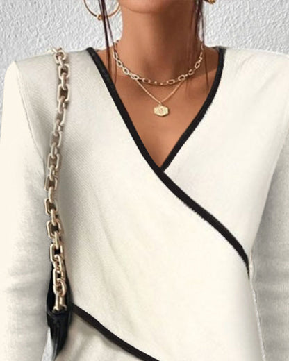 Elegancki Sweter Z Dekoltem V | Stylowy Pulower Na Co Dzień