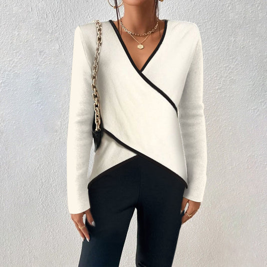 Elegancki Sweter Z Dekoltem V | Stylowy Pulower Na Co Dzień