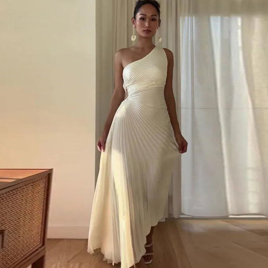 Suknia Maxi Damska Na Wesele | Plisowany I Elegancki Krój