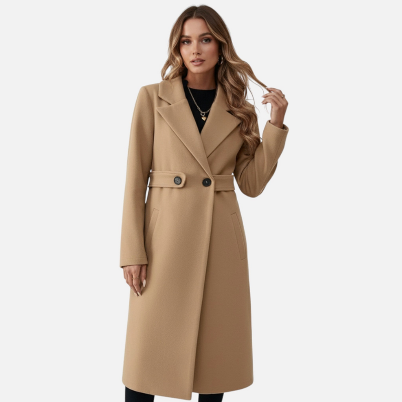 Sikora | Damski Długi Płaszcz Z Paskiem