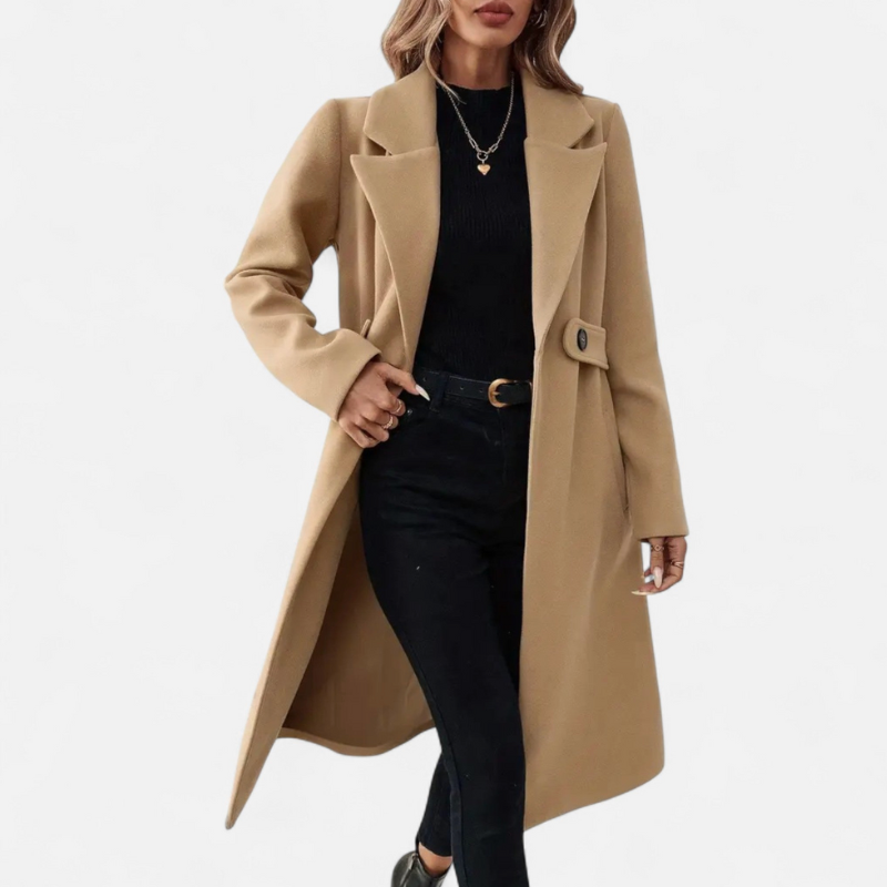 Sikora | Damski Długi Płaszcz Z Paskiem