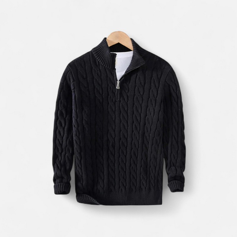 Sikora | Męski Sweter Dzianinowy Z Półgolfem Na Zamek