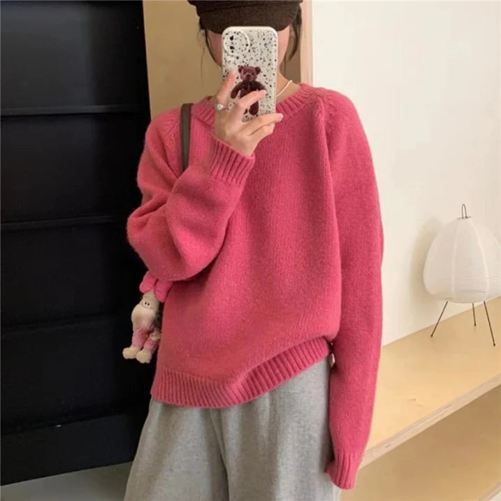 Damski Nowoczesny Oversize Sweter | Modny Długi Rękaw