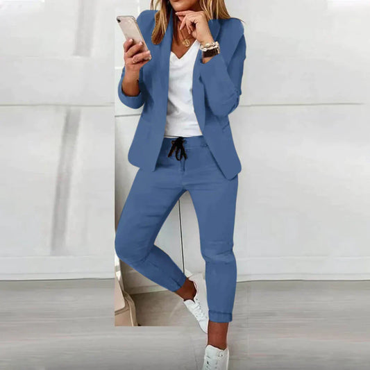Damski Garnitur Dwuczęściowy | Marynarka I Spodnie Jogger W Stylu Smart Casual