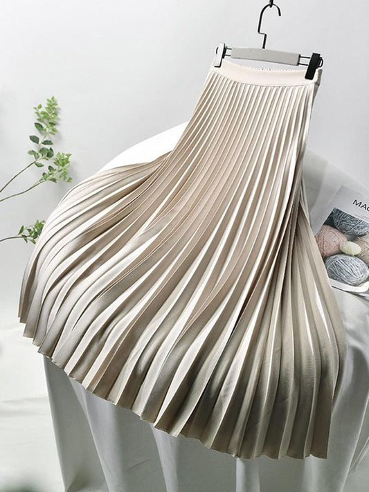 Damska Plisowana Spódnica Maxi | Elegancki Krój Z Wysokim Stanem