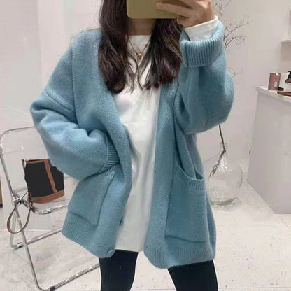 Kardigan Damski Z Kieszeniami | Oversize