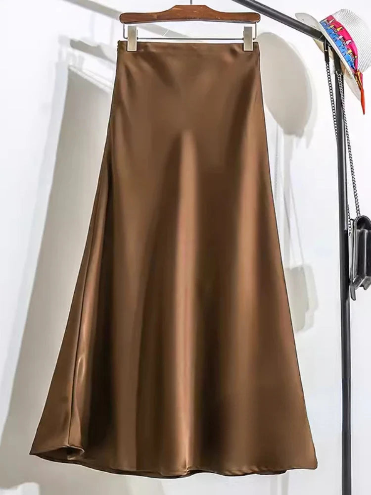 Elegancka Satynowa Spódnica Midi | Idealna Na Specjalne Okazje