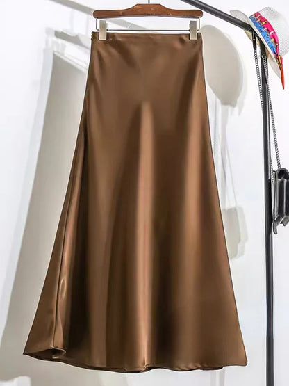 Elegancka Satynowa Spódnica Midi | Idealna Na Specjalne Okazje