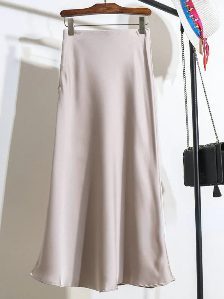 Elegancka Satynowa Spódnica Midi | Idealna Na Specjalne Okazje