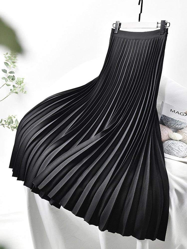 Damska Plisowana Spódnica Maxi | Elegancki Krój Z Wysokim Stanem