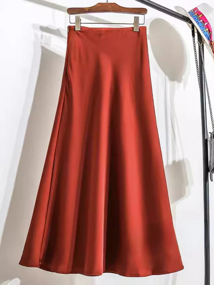 Elegancka Satynowa Spódnica Midi | Idealna Na Specjalne Okazje