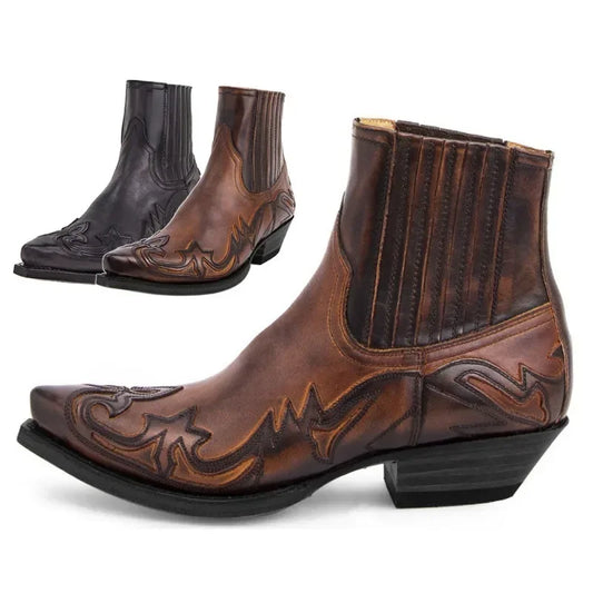 Botki Kowbojki Z Tłoczeniem | Stylowe Kowbojki Western Na Co Dzień