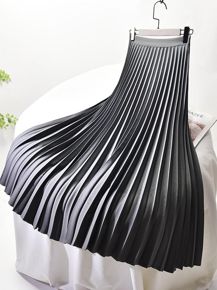 Damska Plisowana Spódnica Maxi | Elegancki Krój Z Wysokim Stanem