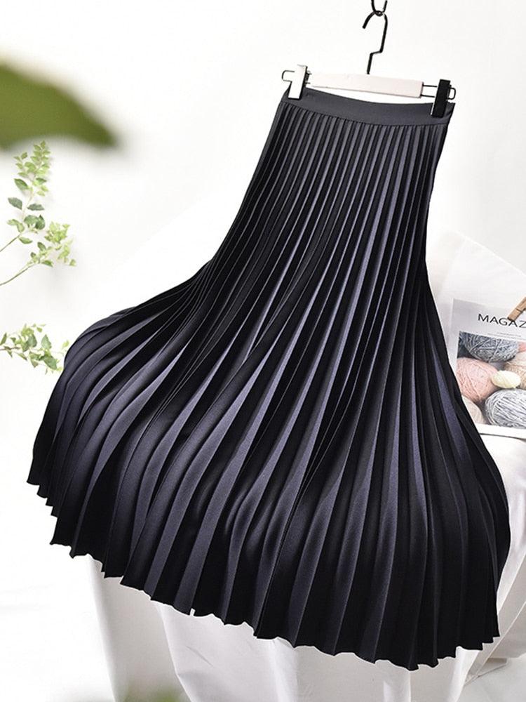 Damska Plisowana Spódnica Maxi | Elegancki Krój Z Wysokim Stanem
