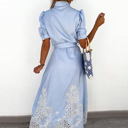 Haftowana Niebieska Sukienka | Eleganckie Detale I Styl Na Co Dzień