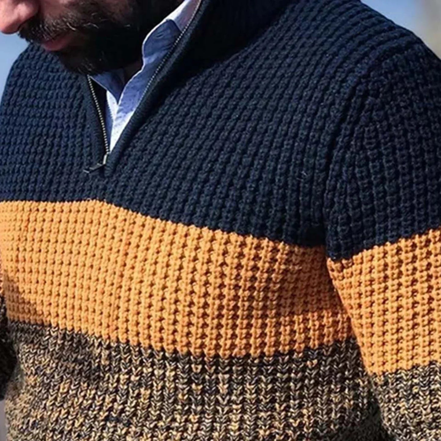 Zimowy Sweter Męski | Z Półzamkiem