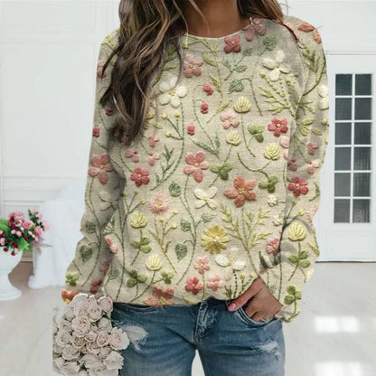 Damski Sweter w Kwiaty | Luźny