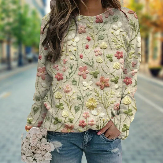 Damski Sweter w Kwiaty | Luźny