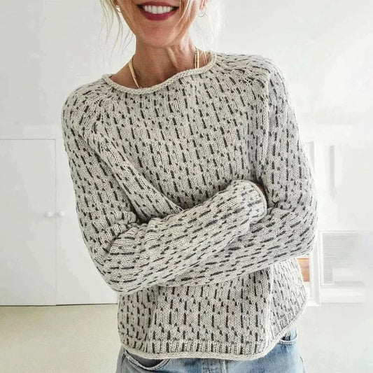 Elegancki Sweter Damski | Okrągły Dekolt Klasyczny Styl