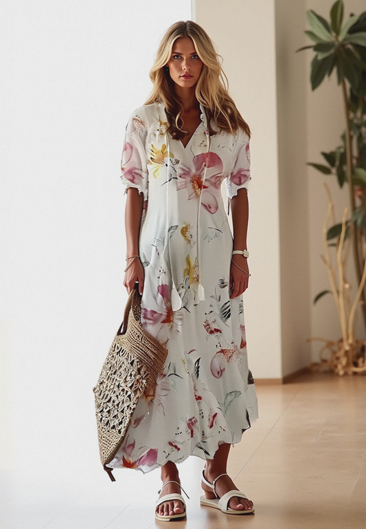 Długa Sukienka Boho W Kwiaty | Zwiewna Maxi Na Lato