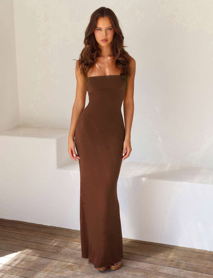Sukienka Maxi Obcisła Dla Kobiet | Elegancka Z Odkrytymi Plecami