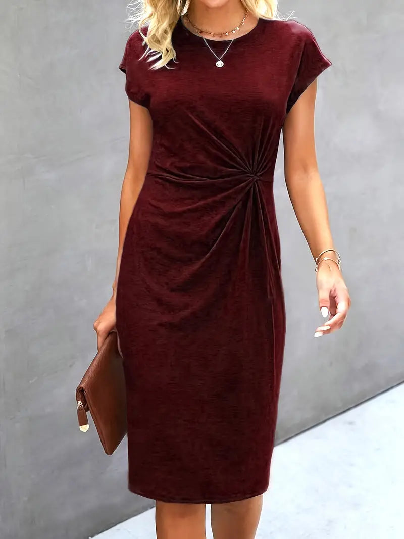Damska Sukienka Midi Z Eleganckim Skręceniem W Talii | Styl I Klasa