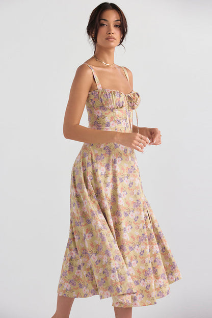 Kwiatowa Sukienka Bustier Z Modelującą Talią | Kobiecy Krój I Styl