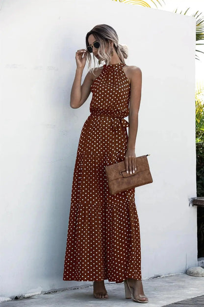 Elegancka Długa Sukienka Maxi W Groszki | Idealna Na Lato