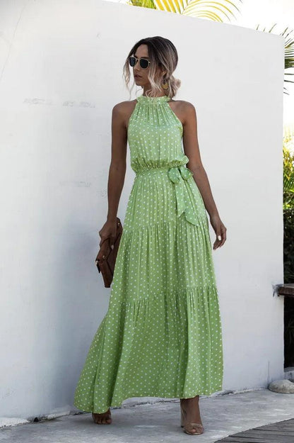 Elegancka Długa Sukienka Maxi W Groszki | Idealna Na Lato