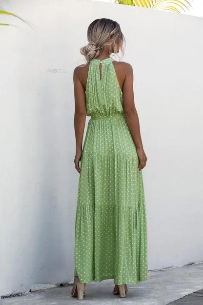 Elegancka Długa Sukienka Maxi W Groszki | Idealna Na Lato