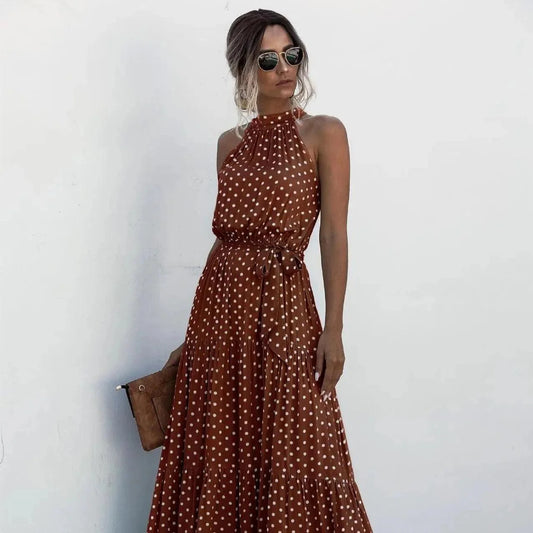 Elegancka Długa Sukienka Maxi W Groszki | Idealna Na Lato