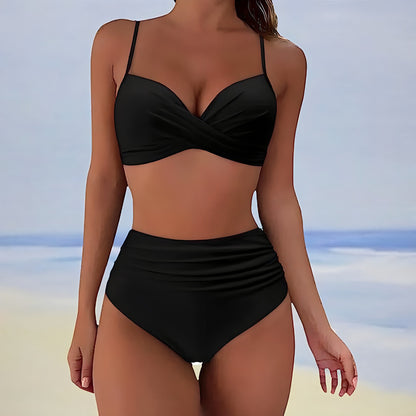 Dwuczęściowy Bikini Damski Z Wysokim Stanem Na Lato
