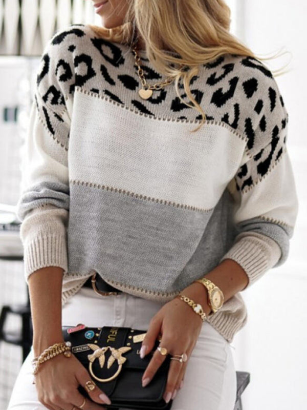 Sweter Damski W Cętki | Luźny Fason Paski Styl Casualowy