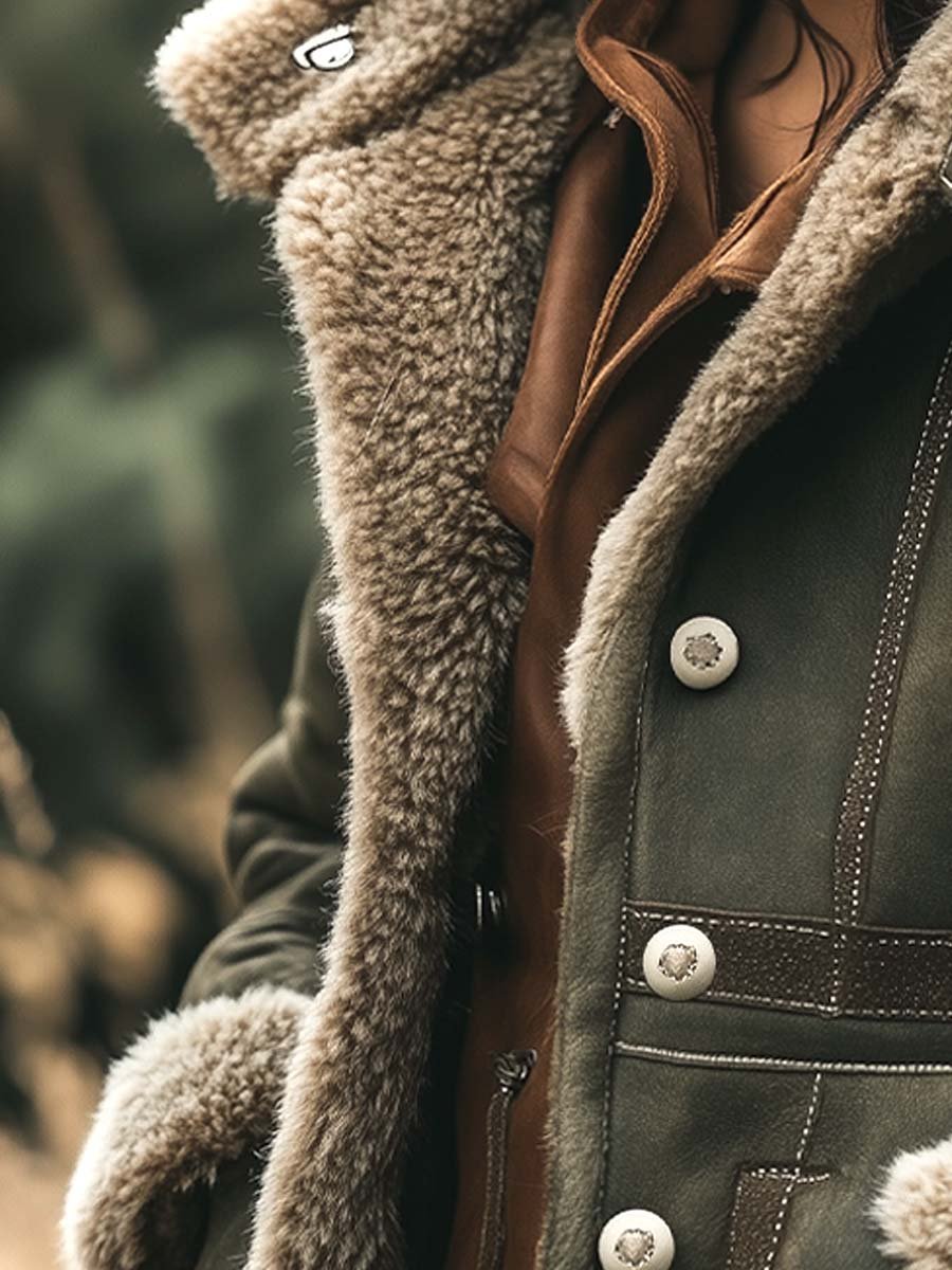 Kurtka Zimowa Damska Retro | Z Podszyciem Teddy