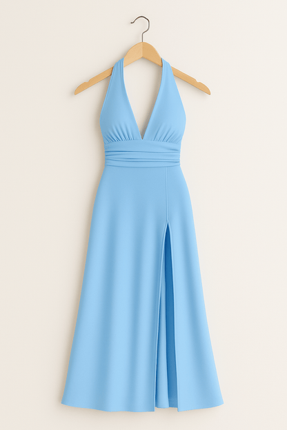 Damska Sukienka Maxi Na Wesele | Elegancka Z Dekoltem Halter