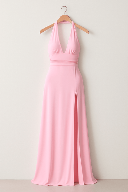 Damska Sukienka Maxi Na Wesele | Elegancka Z Dekoltem Halter