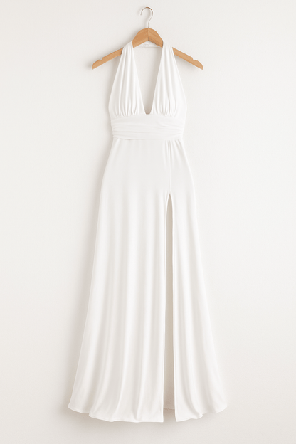 Damska Sukienka Maxi Na Wesele | Elegancka Z Dekoltem Halter