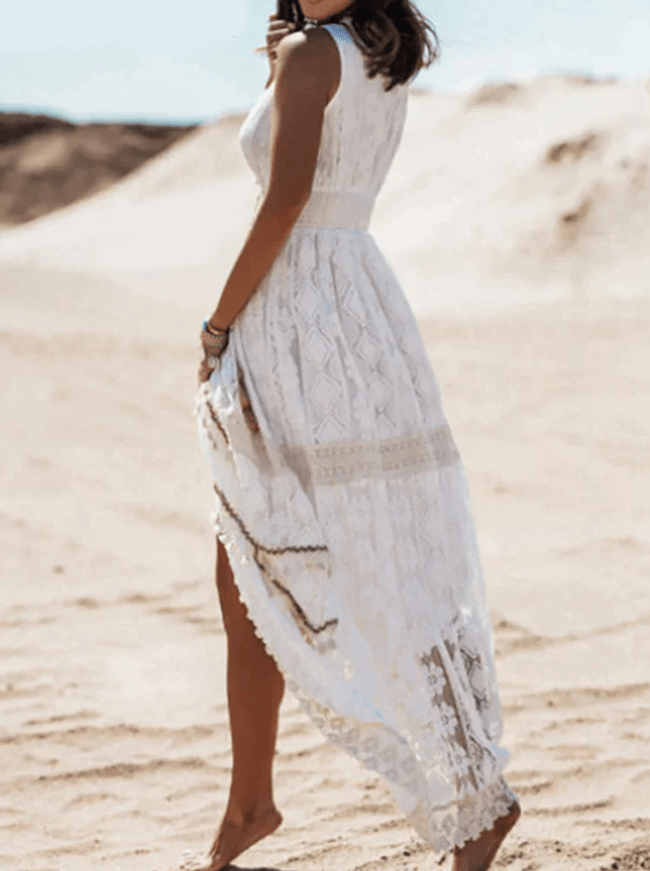 Paige | Sukienka Boho Z Koronkowym Wykończeniem