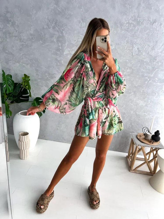 Kombinezon Damski Boho Z Koronką | Letni Plażowy Playsuit