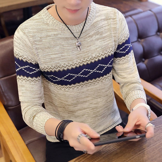 Stylowy Sweter Męski Z Wzorem | Modny Geometryczny Krój Na Co Dzień