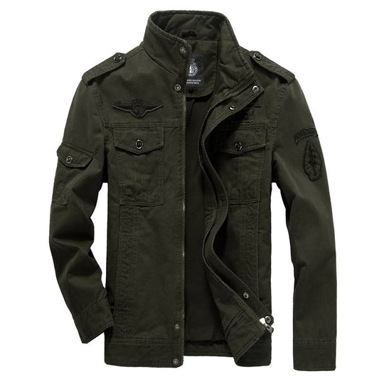 Męska Kurtka Wojskowa Z Wysokim Kołnierzem | Styl Militarny