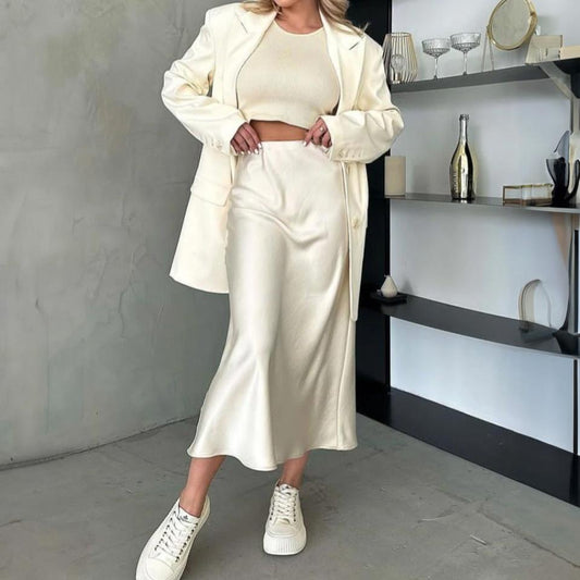 Elegancka Satynowa Spódnica Midi | Idealna Na Specjalne Okazje