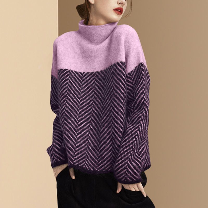 Damski Sweter W Paski | Casualowy Styl Długi Rękaw Na Co Dzień
