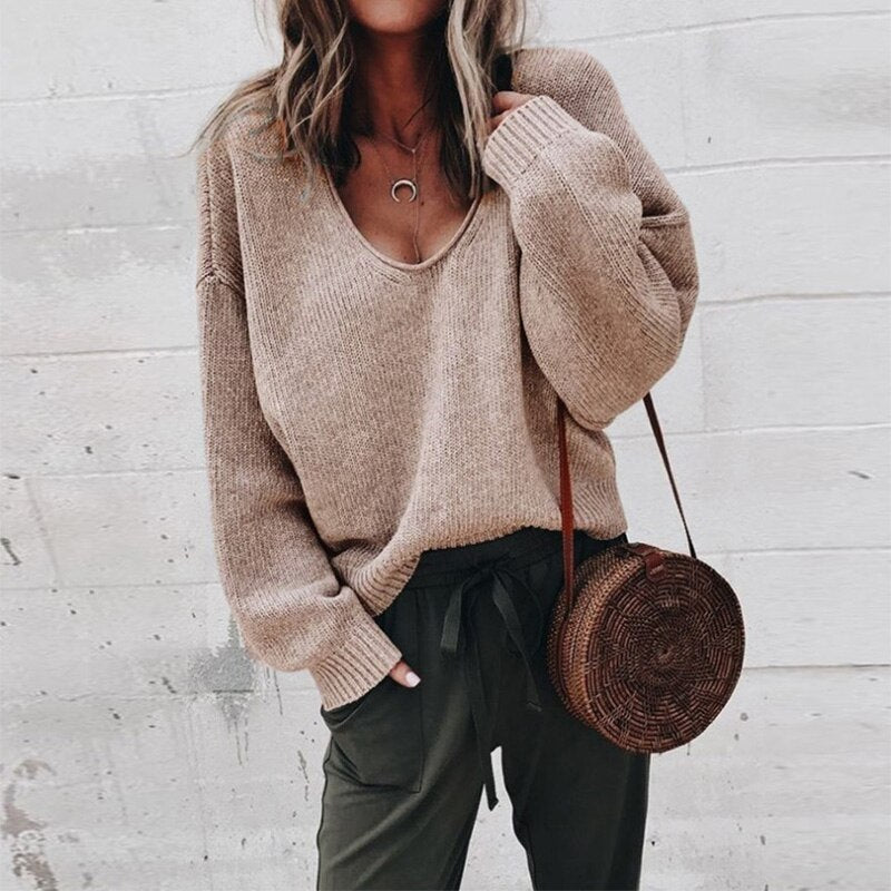 Damski Elegancki Sweter Z Dekoltem | Klasyczny Styl Na Co Dzień