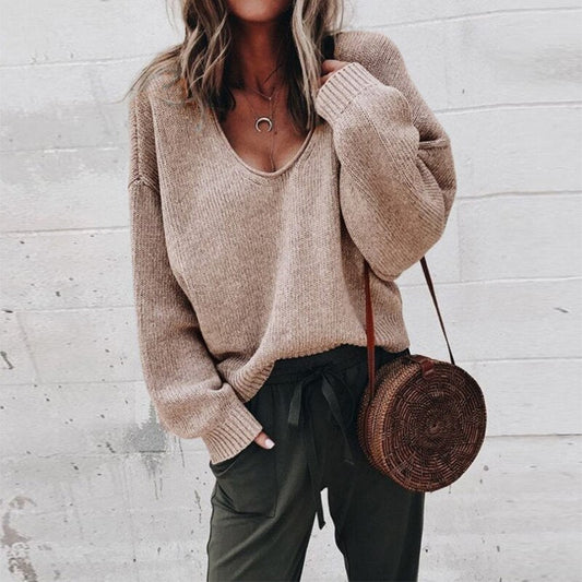 Damski Elegancki Sweter Z Dekoltem | Klasyczny Styl Na Co Dzień