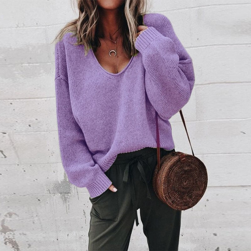 Damski Elegancki Sweter Z Dekoltem | Klasyczny Styl Na Co Dzień