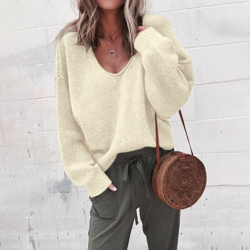 Damski Elegancki Sweter Z Dekoltem | Klasyczny Styl Na Co Dzień
