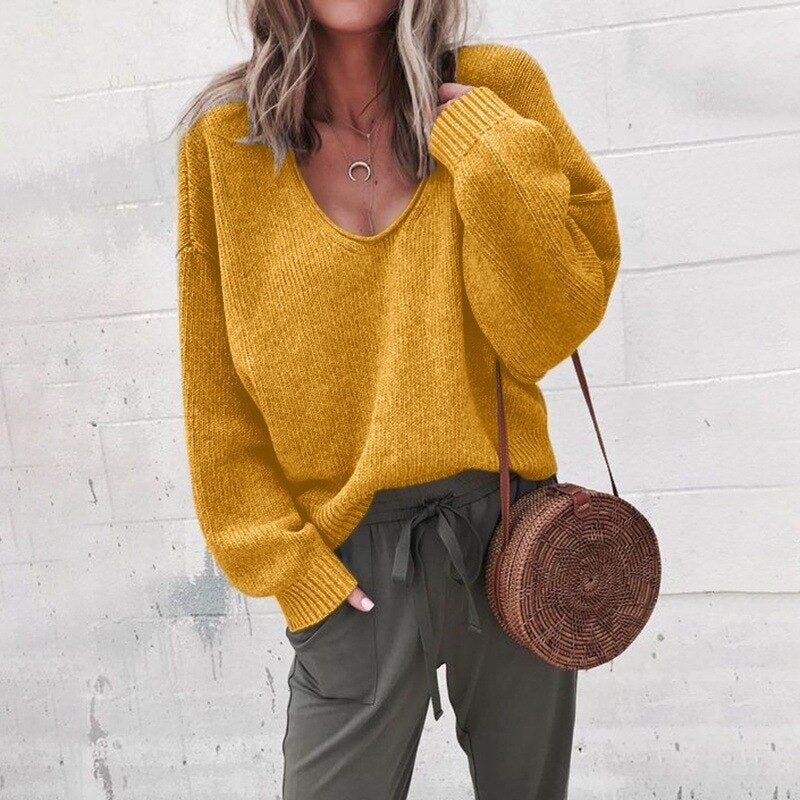 Damski Elegancki Sweter Z Dekoltem | Klasyczny Styl Na Co Dzień